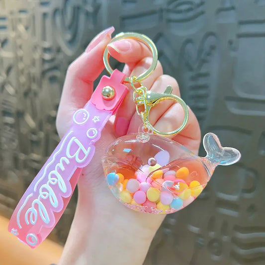 Sugar Bean Whale Liquid Quicksand Keychain Pendant