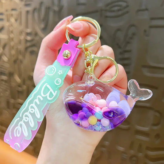 Sugar Bean Whale Liquid Quicksand Keychain Pendant