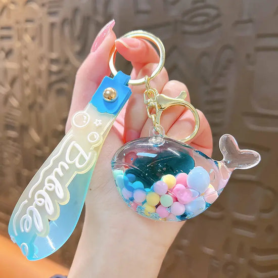 Sugar Bean Whale Liquid Quicksand Keychain Pendant