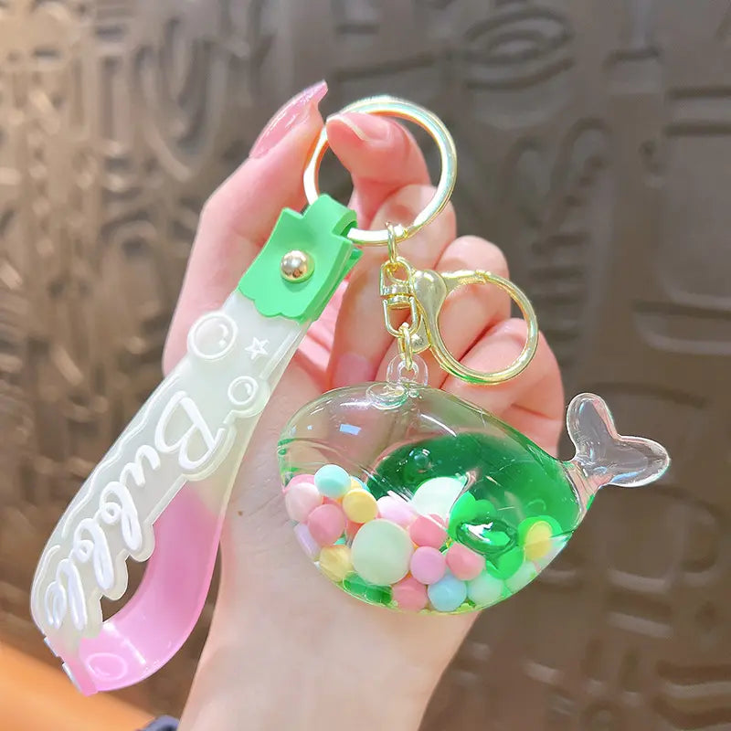 Sugar Bean Whale Liquid Quicksand Keychain Pendant