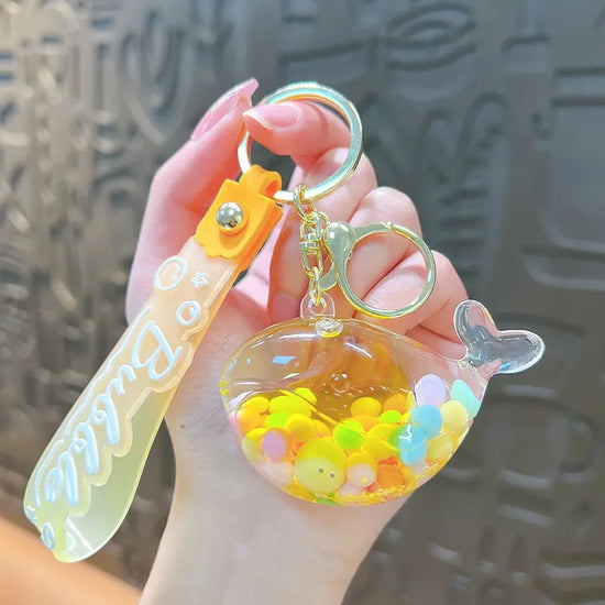 Sugar Bean Whale Liquid Quicksand Keychain Pendant