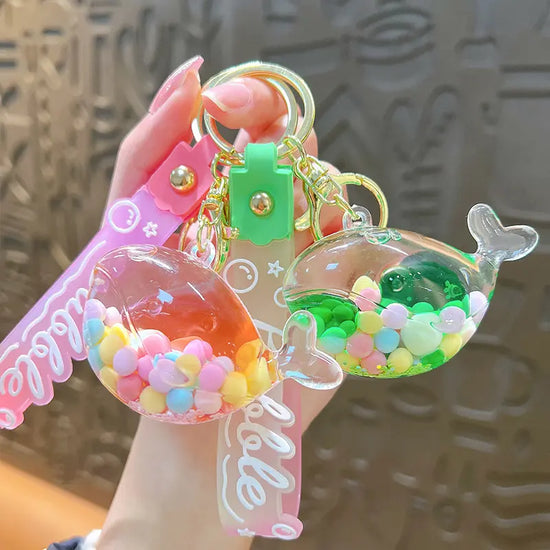 Sugar Bean Whale Liquid Quicksand Keychain Pendant