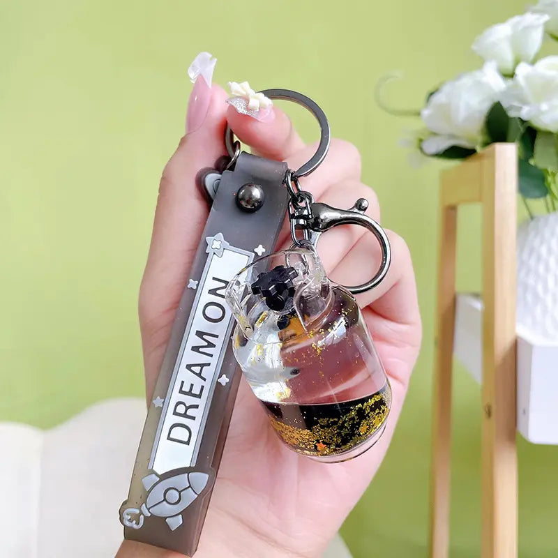 Astronaut Liquid Quicksand Keychain Pendant