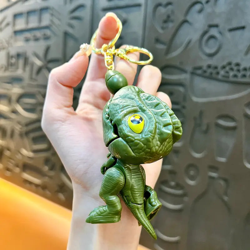 Cartoon Pull String Dinosaur Keychain Pendant
