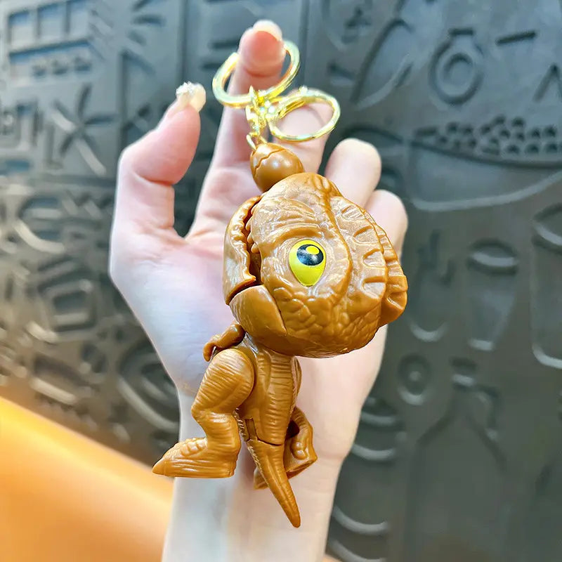 Cartoon Pull String Dinosaur Keychain Pendant
