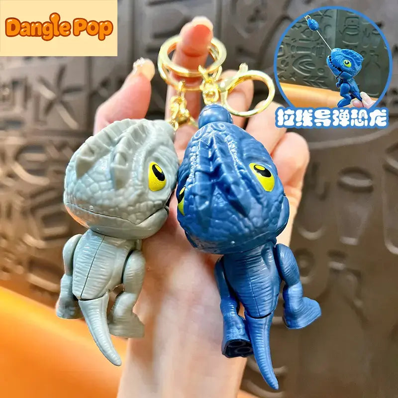 Cartoon Pull String Dinosaur Keychain Pendant