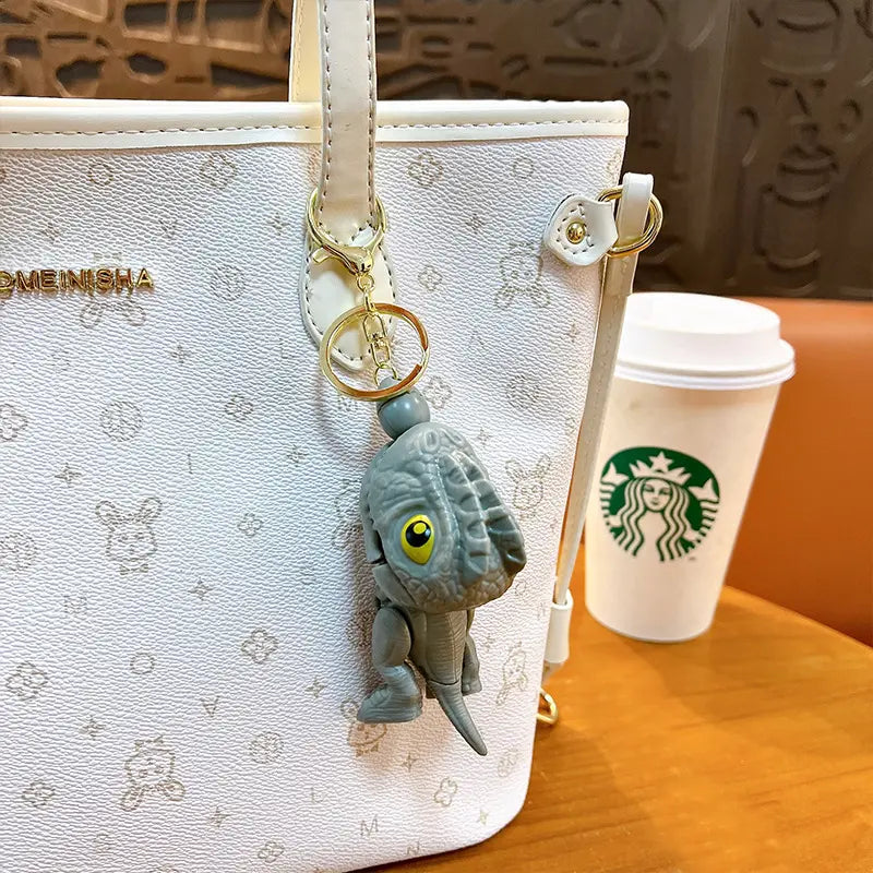 Cartoon Pull String Dinosaur Keychain Pendant
