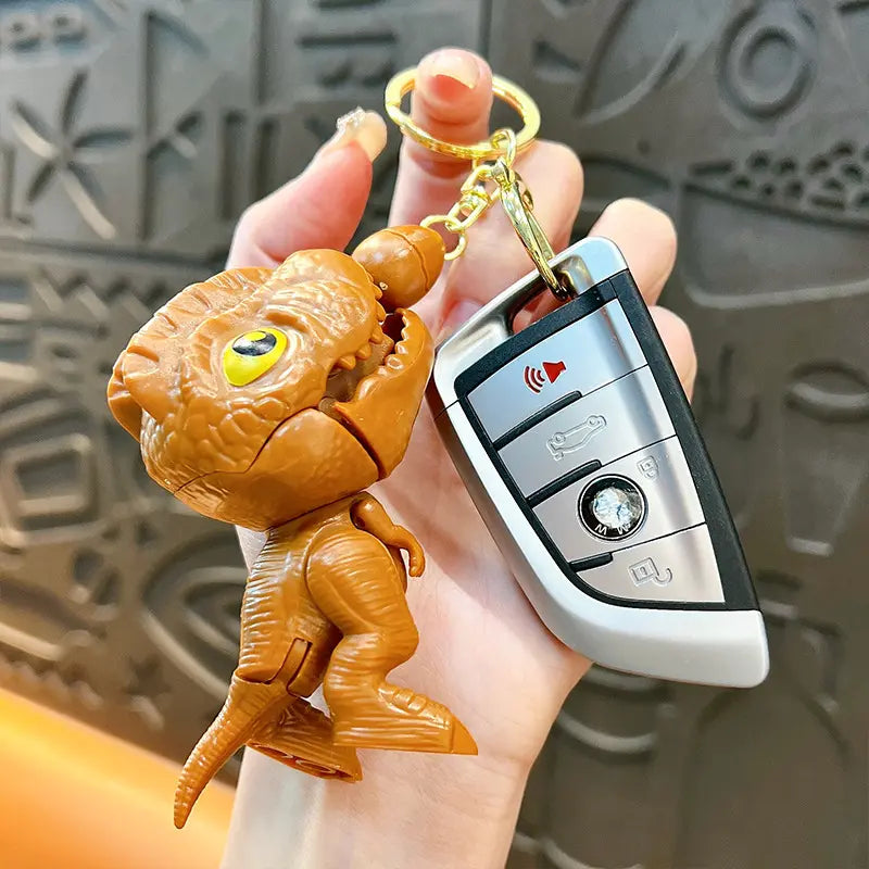 Cartoon Pull String Dinosaur Keychain Pendant