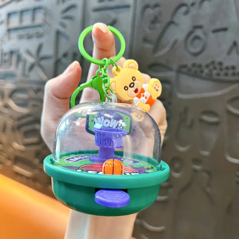Cartoon Bear Basketball Shooting Machine Keychain Pendant