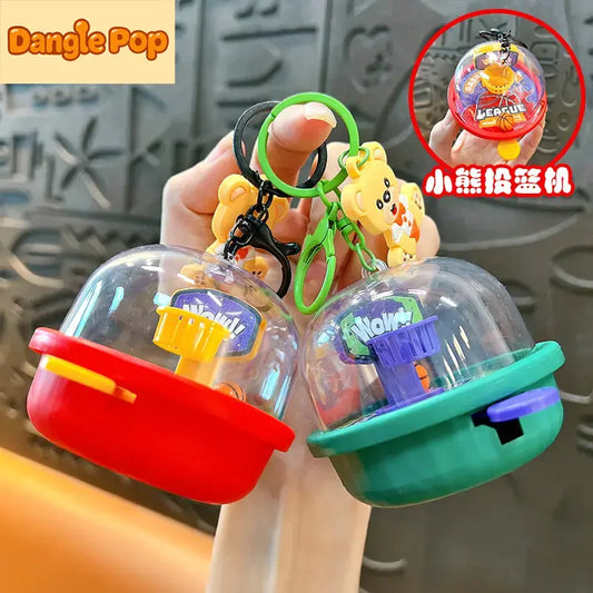 Cartoon Bear Basketball Shooting Machine Keychain Pendant