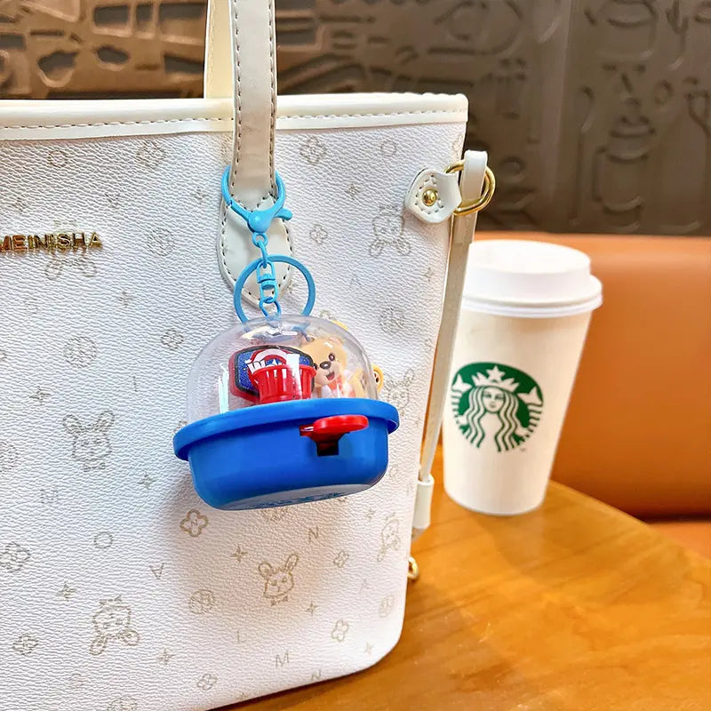Cartoon Bear Basketball Shooting Machine Keychain Pendant