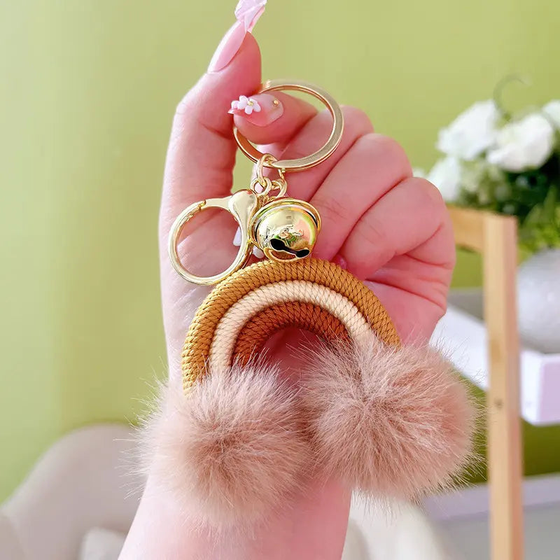 Creative Rainbow Fur Ball Keychain Pendant