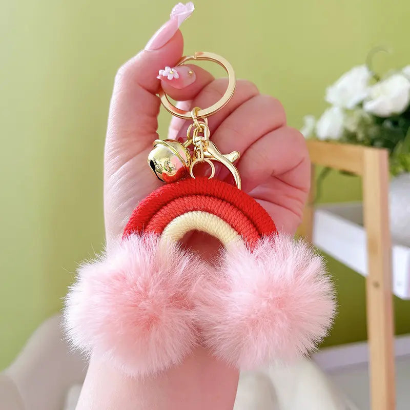 Creative Rainbow Fur Ball Keychain Pendant