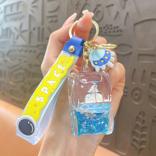 Sailboat Floating Bottle Quicksand Keychain Pendant