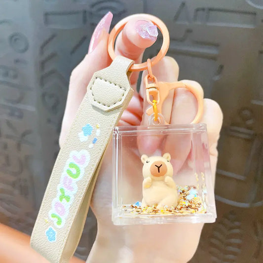 Capybara Liquid Quicksand Keychain Pendant