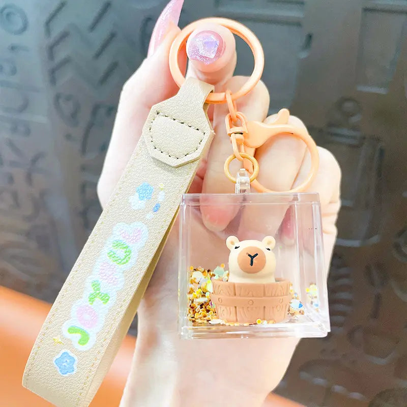 Capybara Liquid Quicksand Keychain Pendant