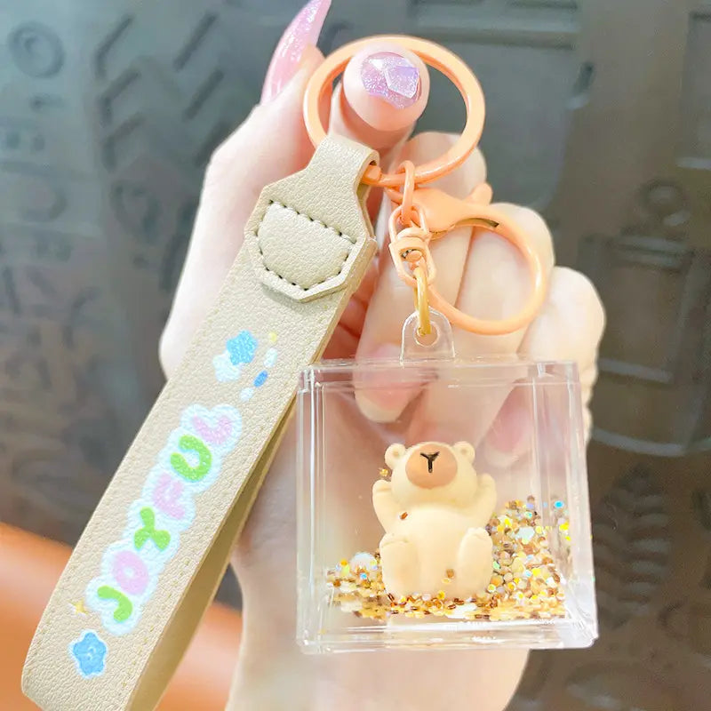 Capybara Liquid Quicksand Keychain Pendant