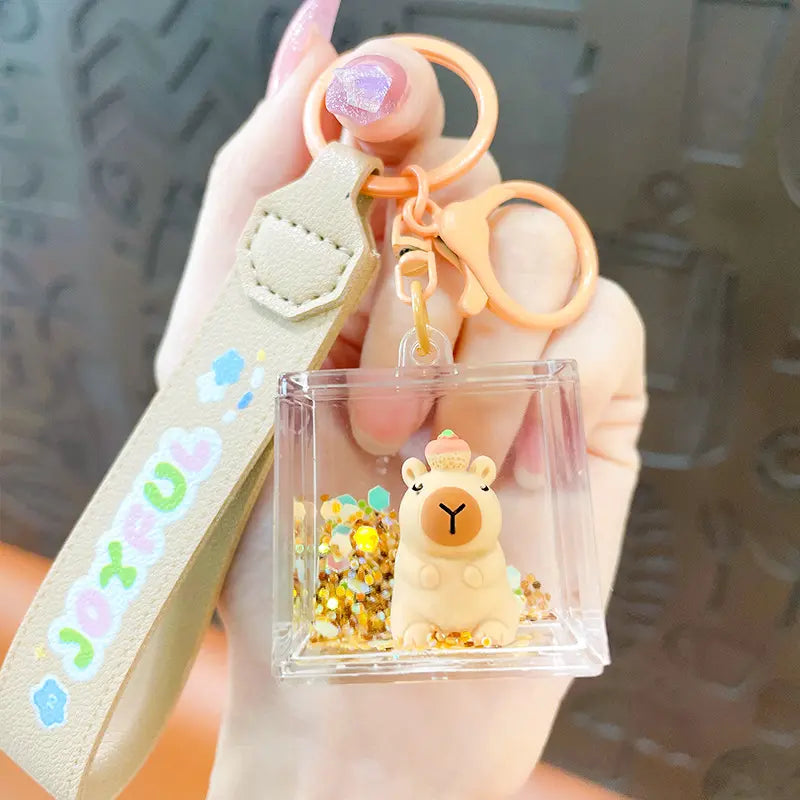 Capybara Liquid Quicksand Keychain Pendant