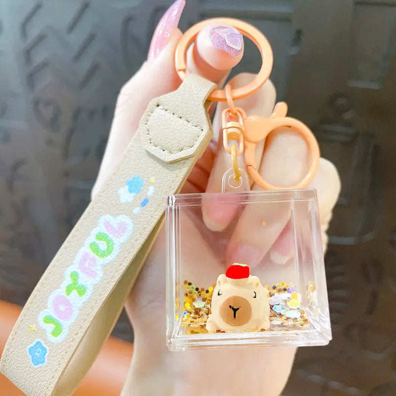 Capybara Liquid Quicksand Keychain Pendant