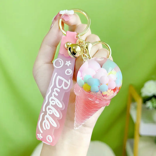 Sugar Bean Ice Cream Liquid Quicksand Luminous Keychain Pendant