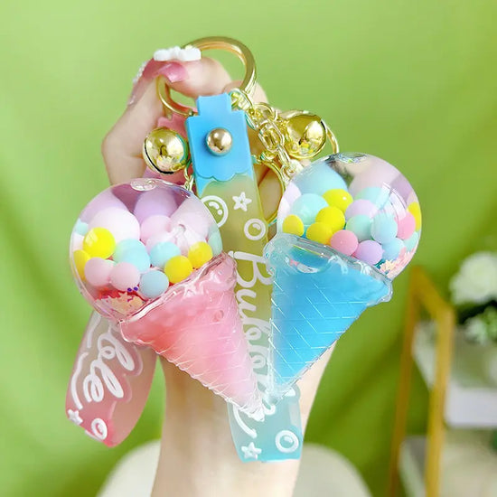 Sugar Bean Ice Cream Liquid Quicksand Luminous Keychain Pendant