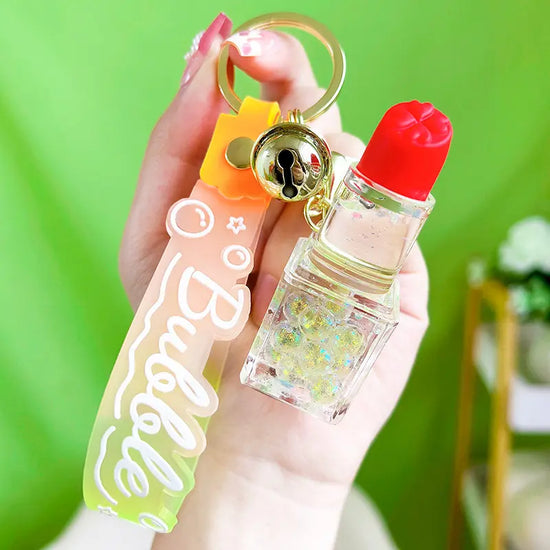 Lipstick Liquid Quicksand Luminous Keychain Pendant