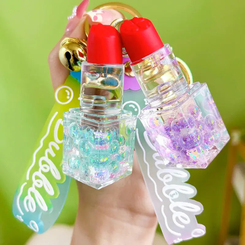 Lipstick Liquid Quicksand Luminous Keychain Pendant