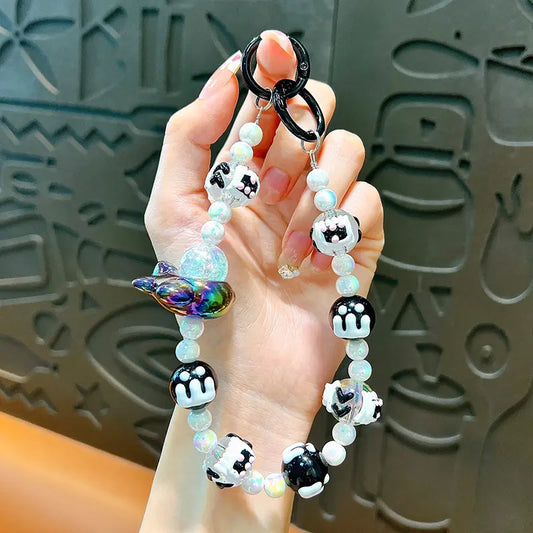 Hand-Painted Beads Phone Chain Keychain Pendant