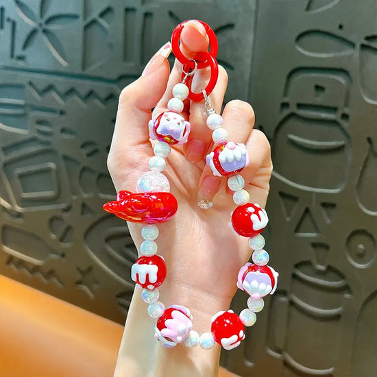 Hand-Painted Beads Phone Chain Keychain Pendant