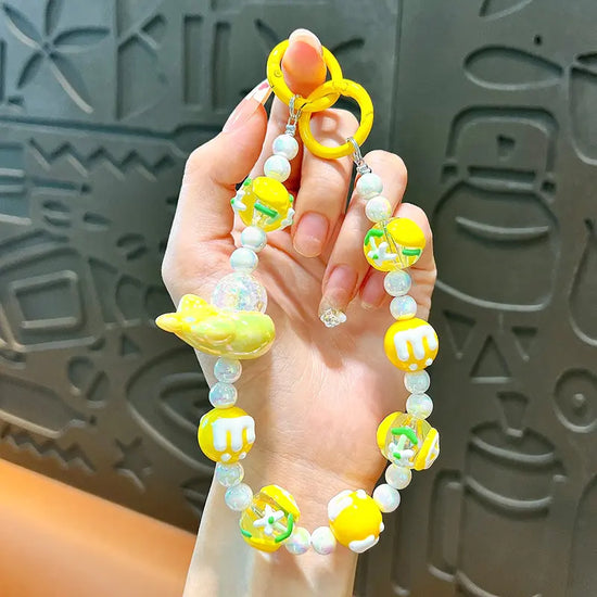 Hand-Painted Beads Phone Chain Keychain Pendant