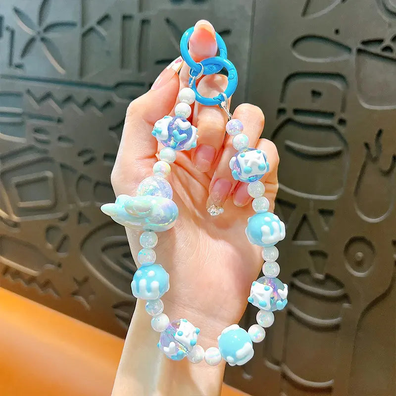 Hand-Painted Beads Phone Chain Keychain Pendant