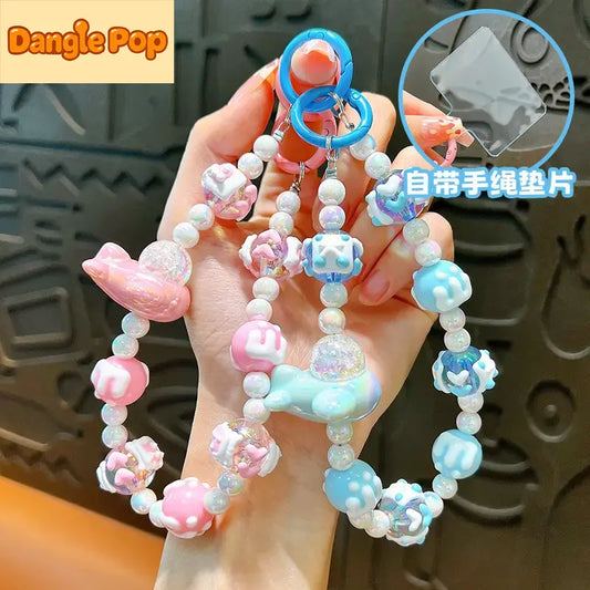 Hand-Painted Beads Phone Chain Keychain Pendant