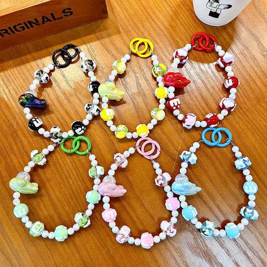 Hand-Painted Beads Phone Chain Keychain Pendant
