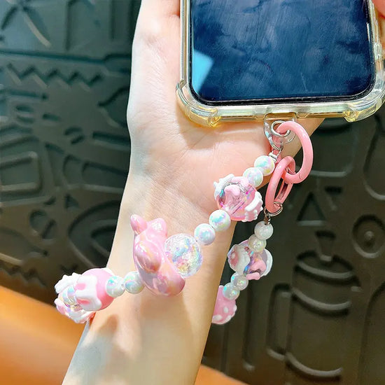 Hand-Painted Beads Phone Chain Keychain Pendant
