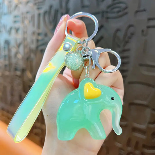 Jelly Color Elephant Keychain Pendant