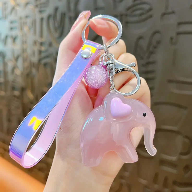 Jelly Color Elephant Keychain Pendant