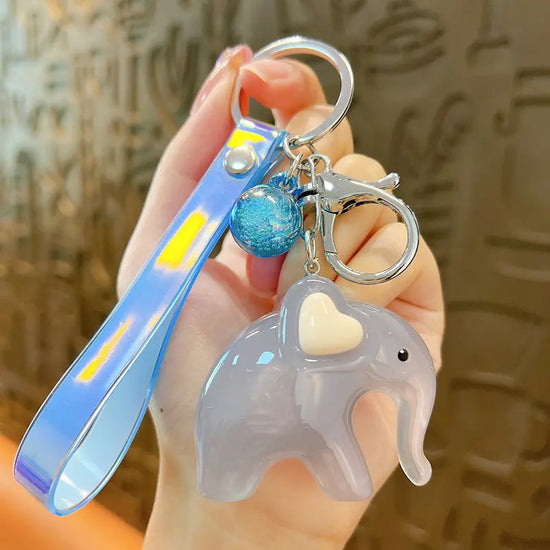 Jelly Color Elephant Keychain Pendant
