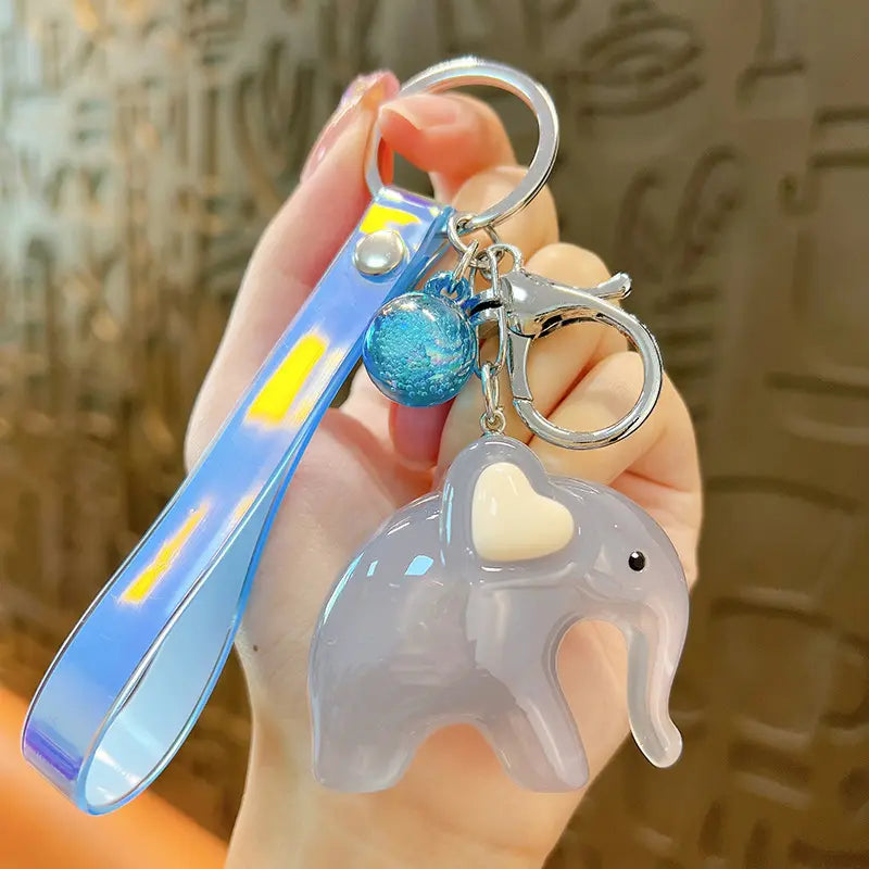 Jelly Color Elephant Keychain Pendant