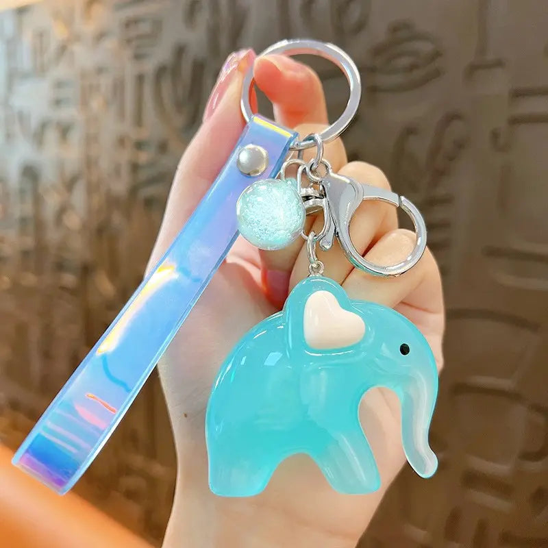 Jelly Color Elephant Keychain Pendant