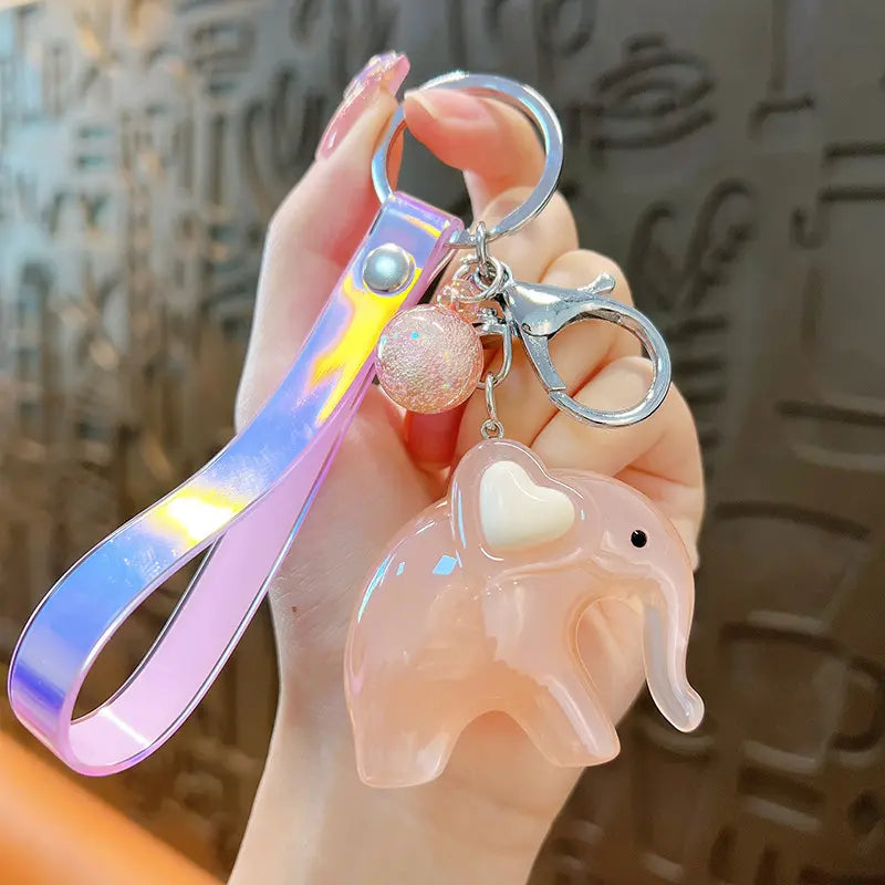 Jelly Color Elephant Keychain Pendant