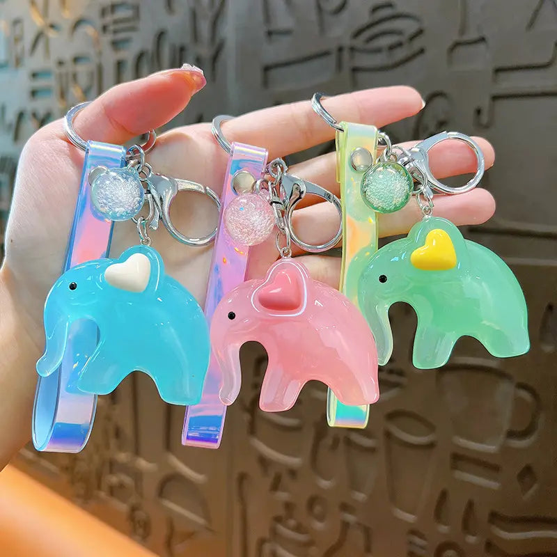 Jelly Color Elephant Keychain Pendant