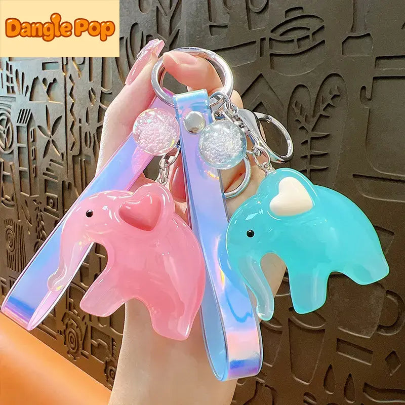 Jelly Color Elephant Keychain Pendant