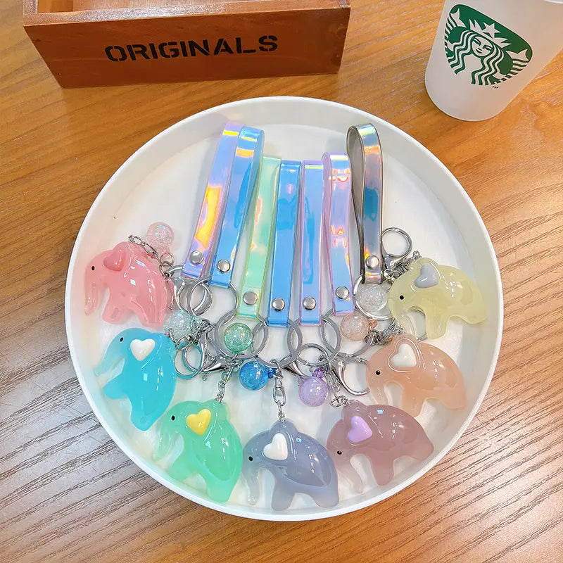Jelly Color Elephant Keychain Pendant