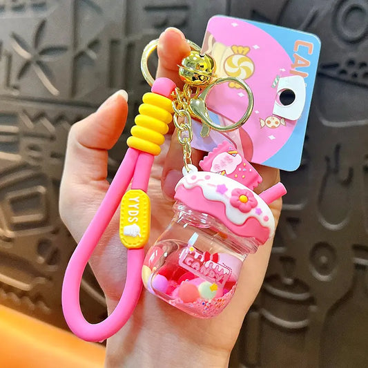 Candy Cream Jar Liquid Quicksand Keychain Pendant