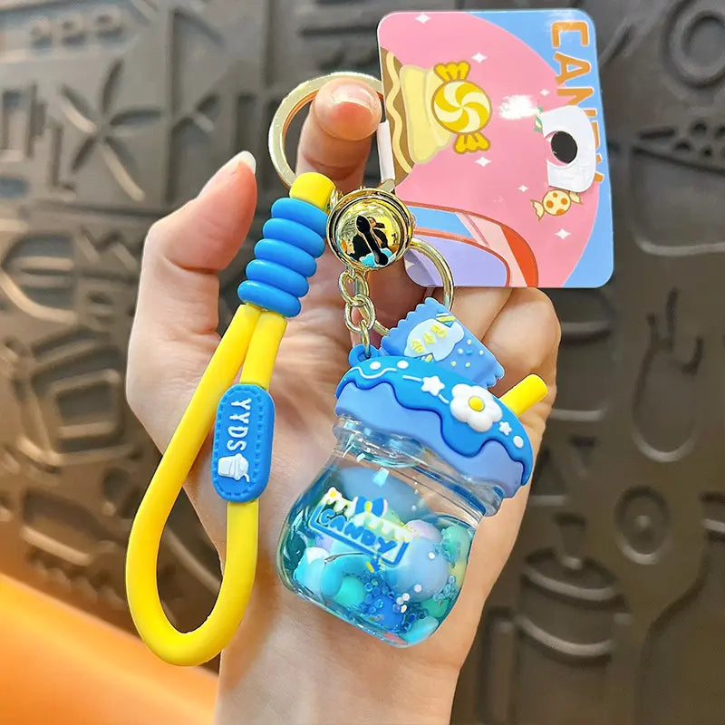 Candy Cream Jar Liquid Quicksand Keychain Pendant