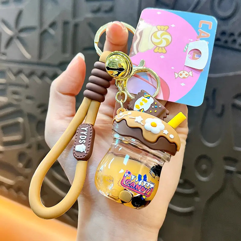 Candy Cream Jar Liquid Quicksand Keychain Pendant