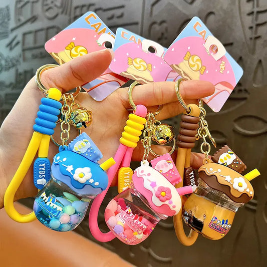 Candy Cream Jar Liquid Quicksand Keychain Pendant