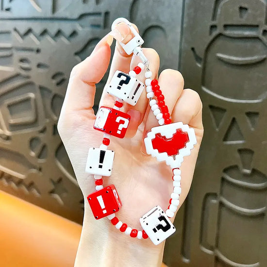 Question Mark Building Block Beaded Keychain Pendant