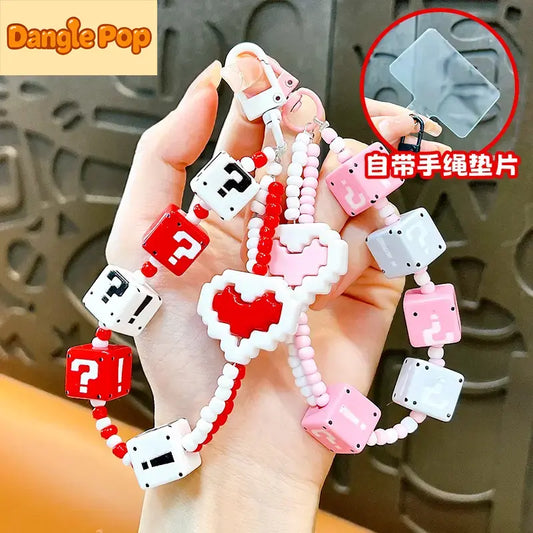 Question Mark Building Block Beaded Keychain Pendant