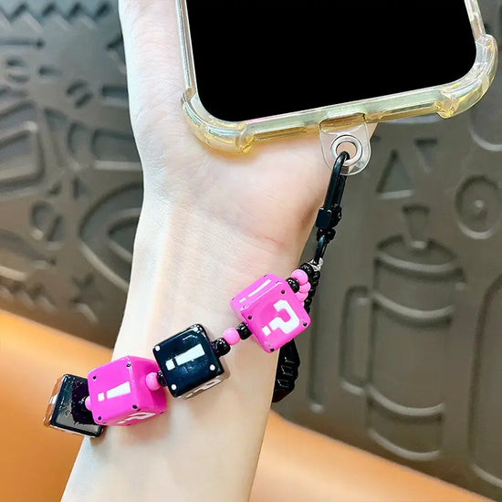Question Mark Building Block Beaded Keychain Pendant